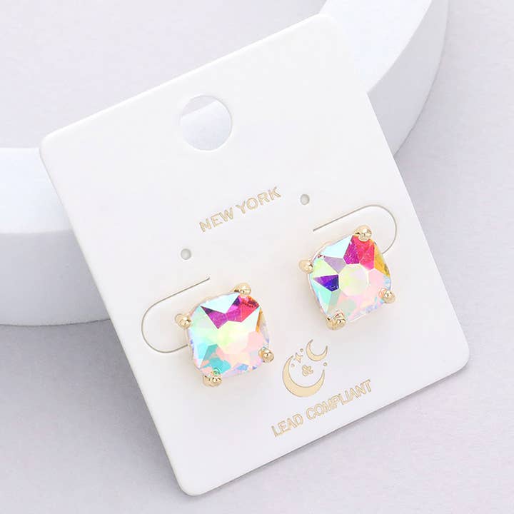 Sensibling Corp. - Wholesale Stud/Post Earrings - Cushion Square Stone Stud Evening Earrings