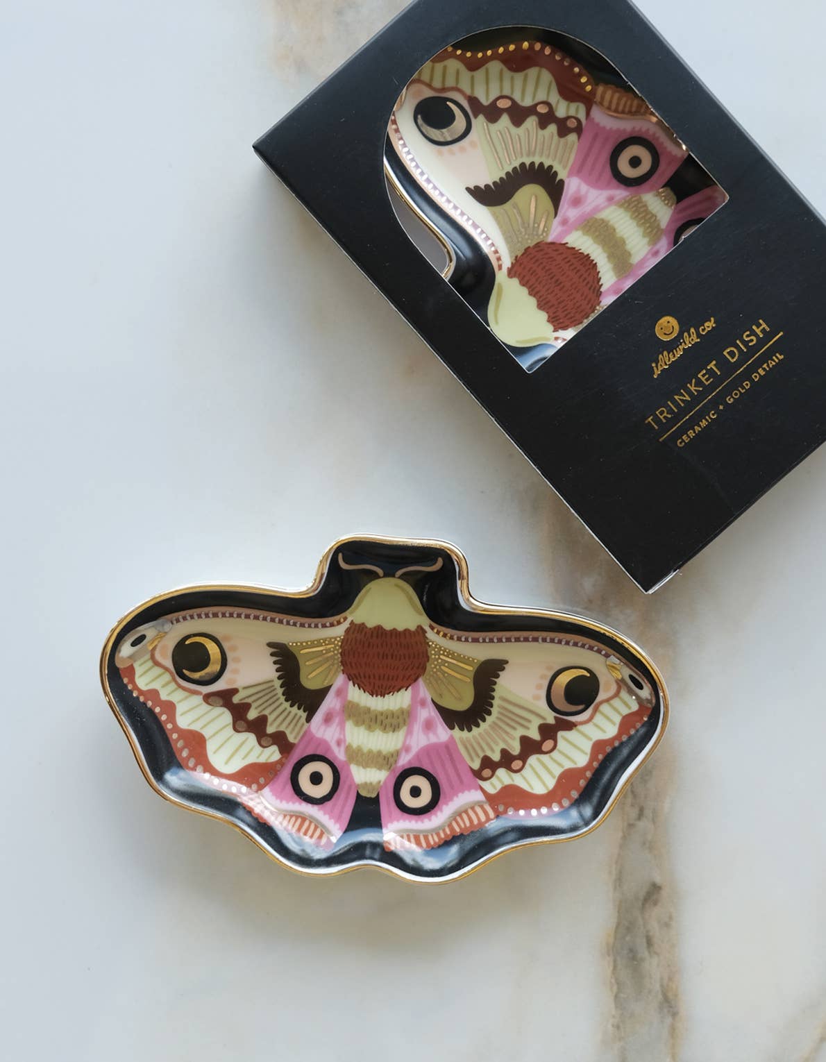 Idlewild Co. - Wholesale Jewelry Dish - Moon Moth Porcelain Trinket Dish1