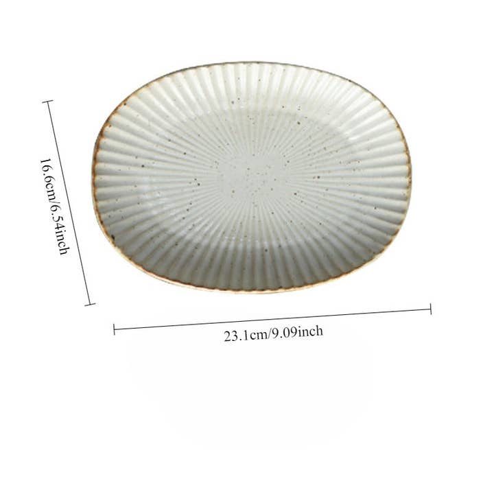 Gohobi (We cover U.S. import duties) - Wholesale Dinner plate - Gohobi Handmade Ceramic Japanese Style Oval Plate1
