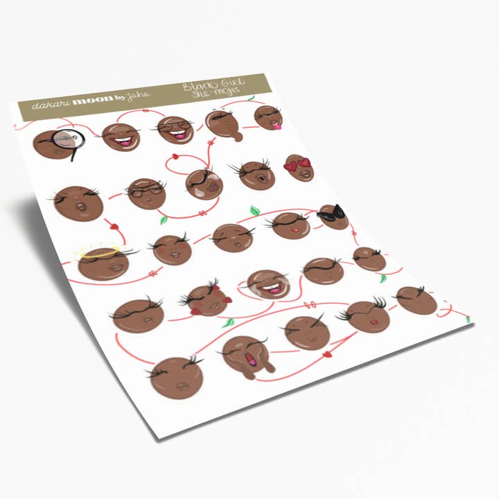 Black Girl She-Mojis – 4x6 Vinyl Sticker Sheet for wholesale by dakari Moon