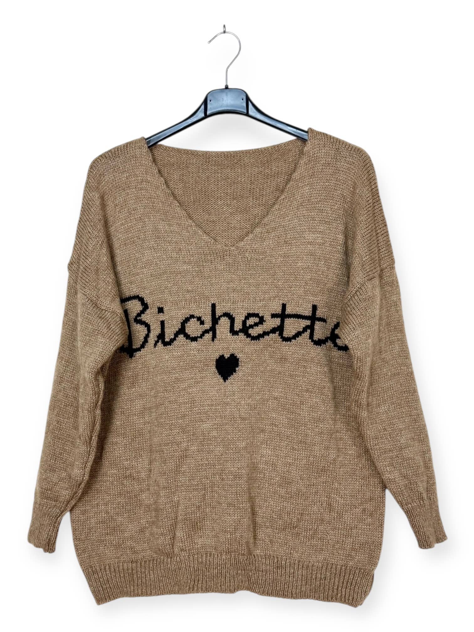 Lucky Nana - Wholesale Knit Sweater - Women's - AH 1066 - Sweater with "Bichette" Inscription0