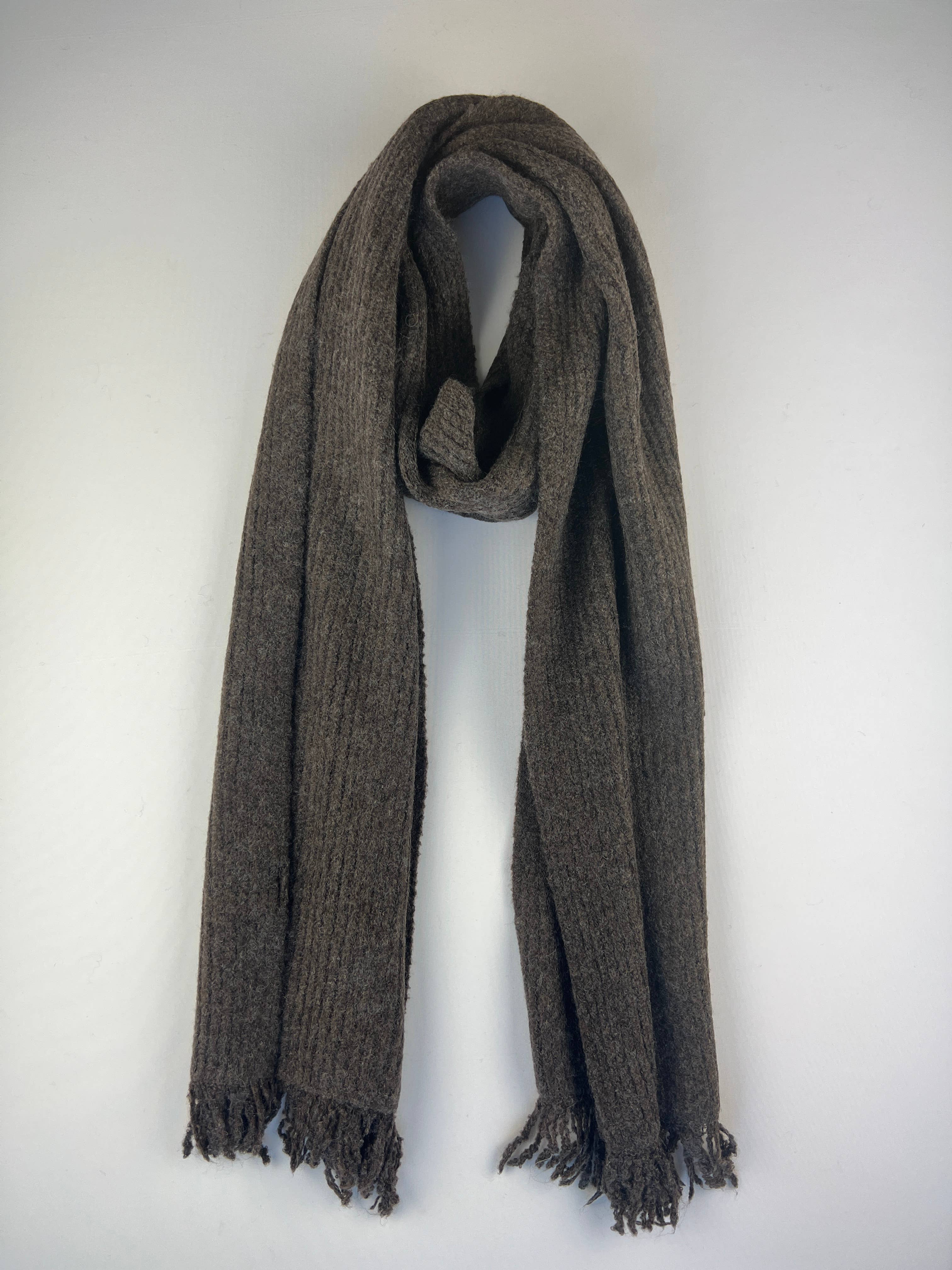 L'Emotion - Wholesale Winter Accessory Set - Women's - Ribbed Scarf Hat Mittens Set with Fringe 40% Wool9