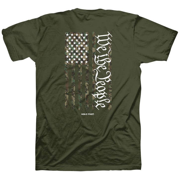 Military Green HOLD FAST Mens T-Shirt We The People Camo for wholesale on Faire2