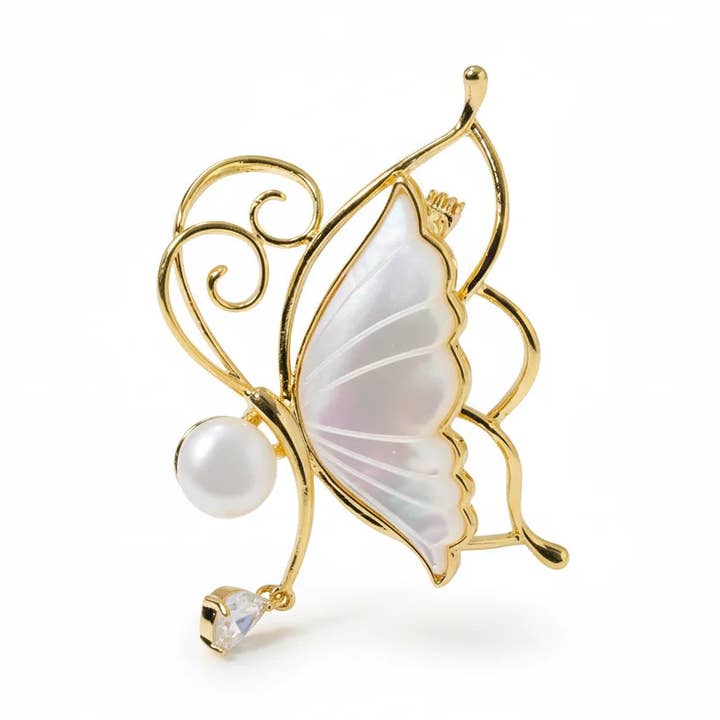 Broche de Nácar Tallado en Forma de Mariposa para venta al por mayor de Angel Barocco