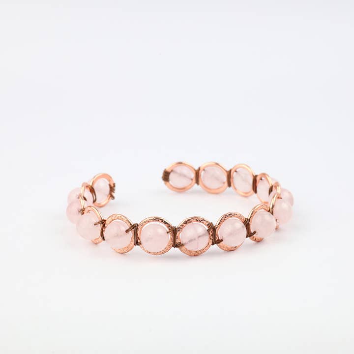 El'Cobre-Ecozonelifestyle - Wholesale Beaded bracelet - Copper & Rose Quartz Crystal Bracelet1