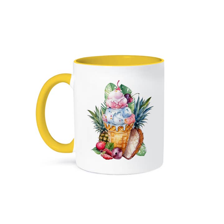 3dRose - Wholesale Coffee Mug - 3dRose, Tropical Ice Cream Cone Illustration, Mug