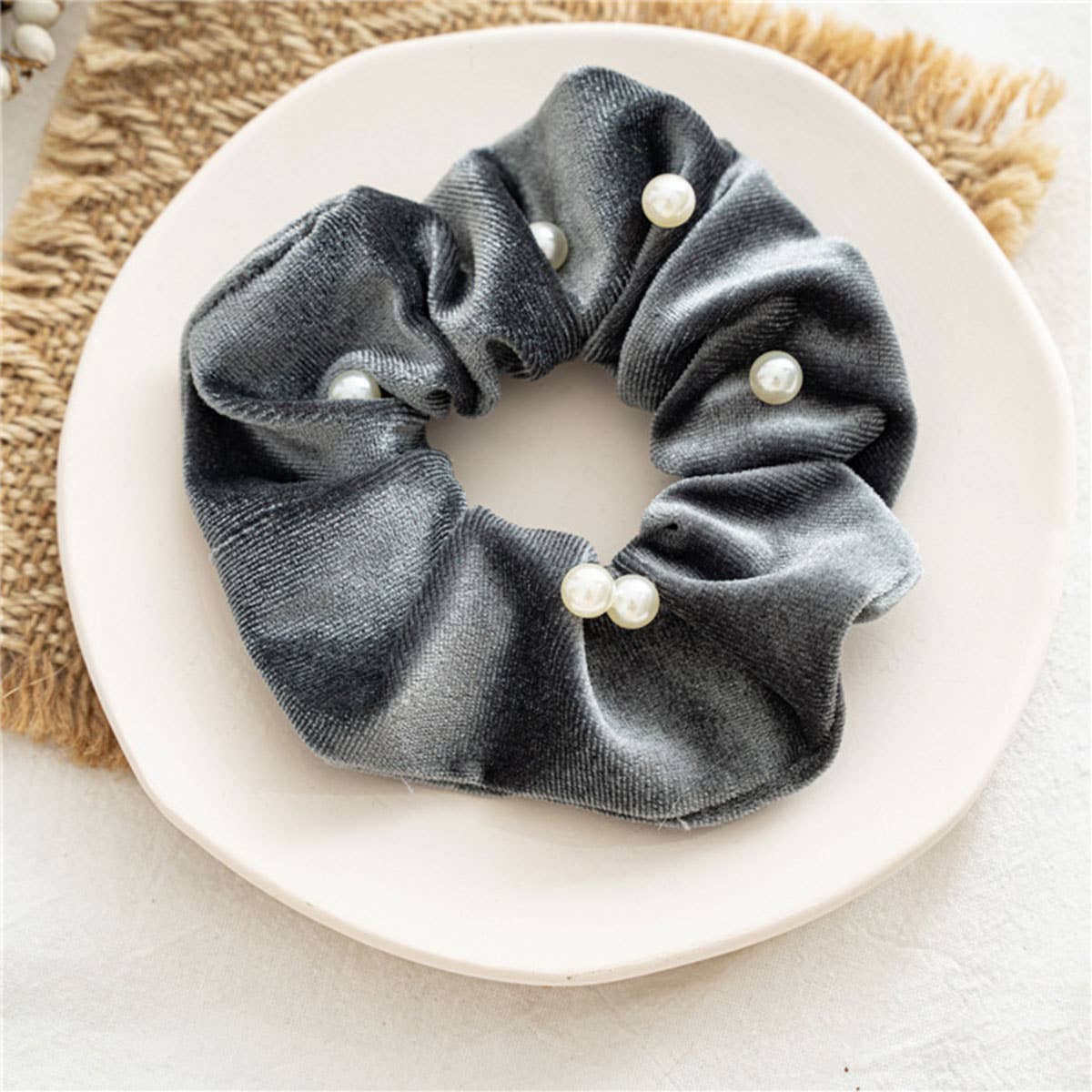 ACCITY - Wholesale Scrunchie - Women's - PEARL FUZZY HAIR SCRUNCHIES_CWAHA038214