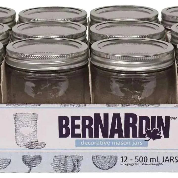 MK Smith's Shop - Wholesale Jar - Bernardin Regular Mouth Mason Jars-Box of 12, 500ml, Clear