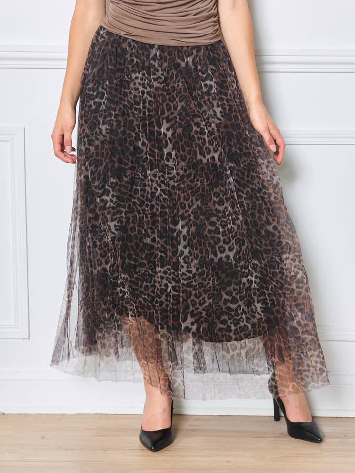 Mid-length tulle skirt with brown animal patterns - Orice for wholesale on Faire