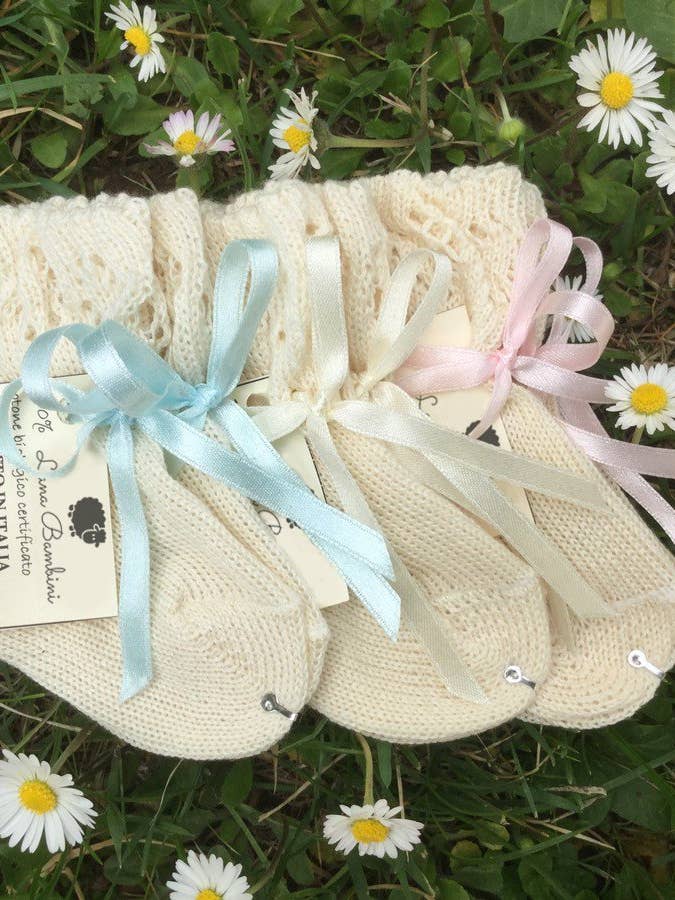 Fia 100% algodão orgânico não tingido (meias para bebês) por atacado de Lana Bambini