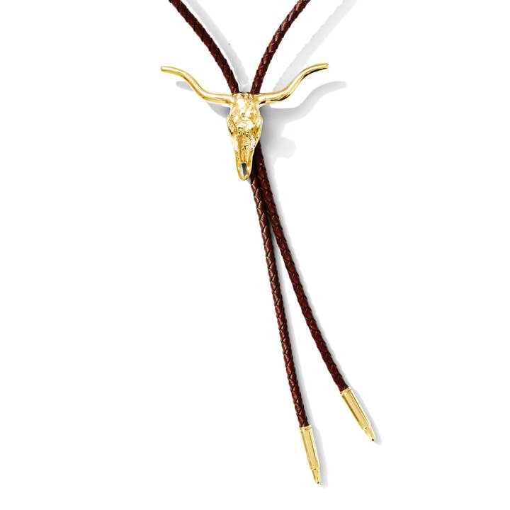 Corbatín bolo Longhorn | Corbatín bolo occidental Longhorn de latón para venta al por mayor de Eighteen Forty Two