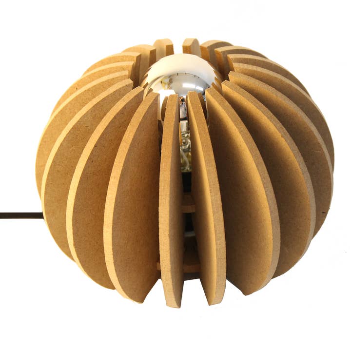 Wooden ball table lamp D 20cm Wrecking Ball cable black for wholesale by RIF Luminaires