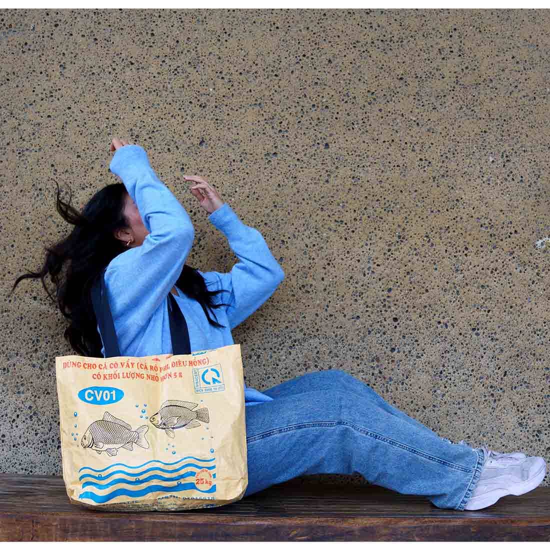 Malia Designs - Wholesale Tote Bag - Unisex - Yellow Recycled Shopping Tote - Super Beach Bag2