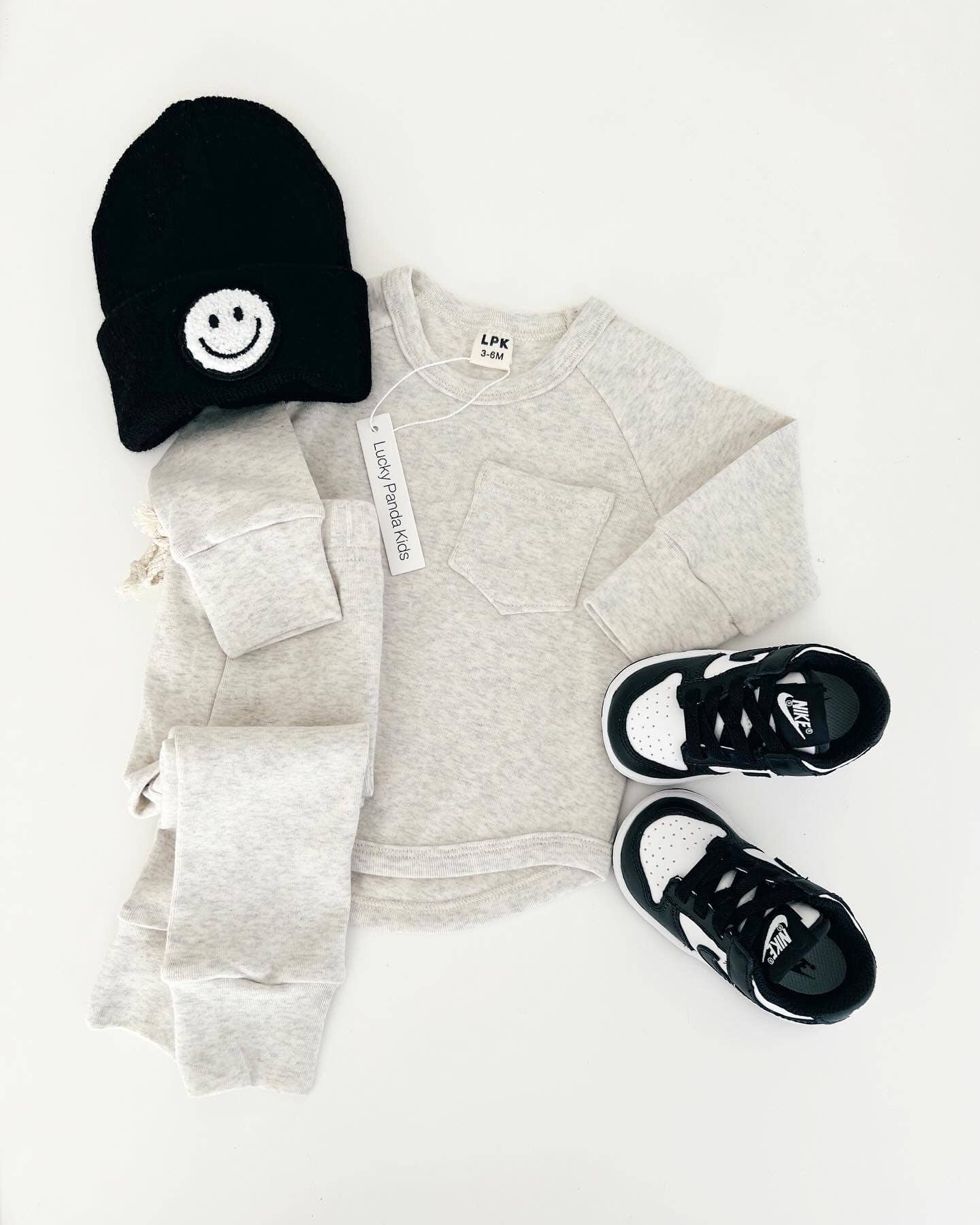 Lucky Panda Kids - Venta al por mayor Conjuntos de ropa cómoda - Niños - Conjunto lounge de algodón para bebé y niño pequeño - color avena6