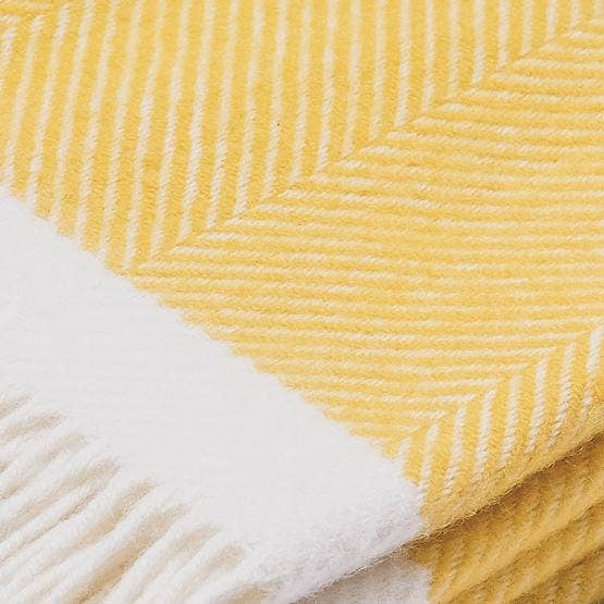 Atlantic Blankets - Wholesale Picnic Blanket - Yellow Herringbone Wool Picnic Blanket