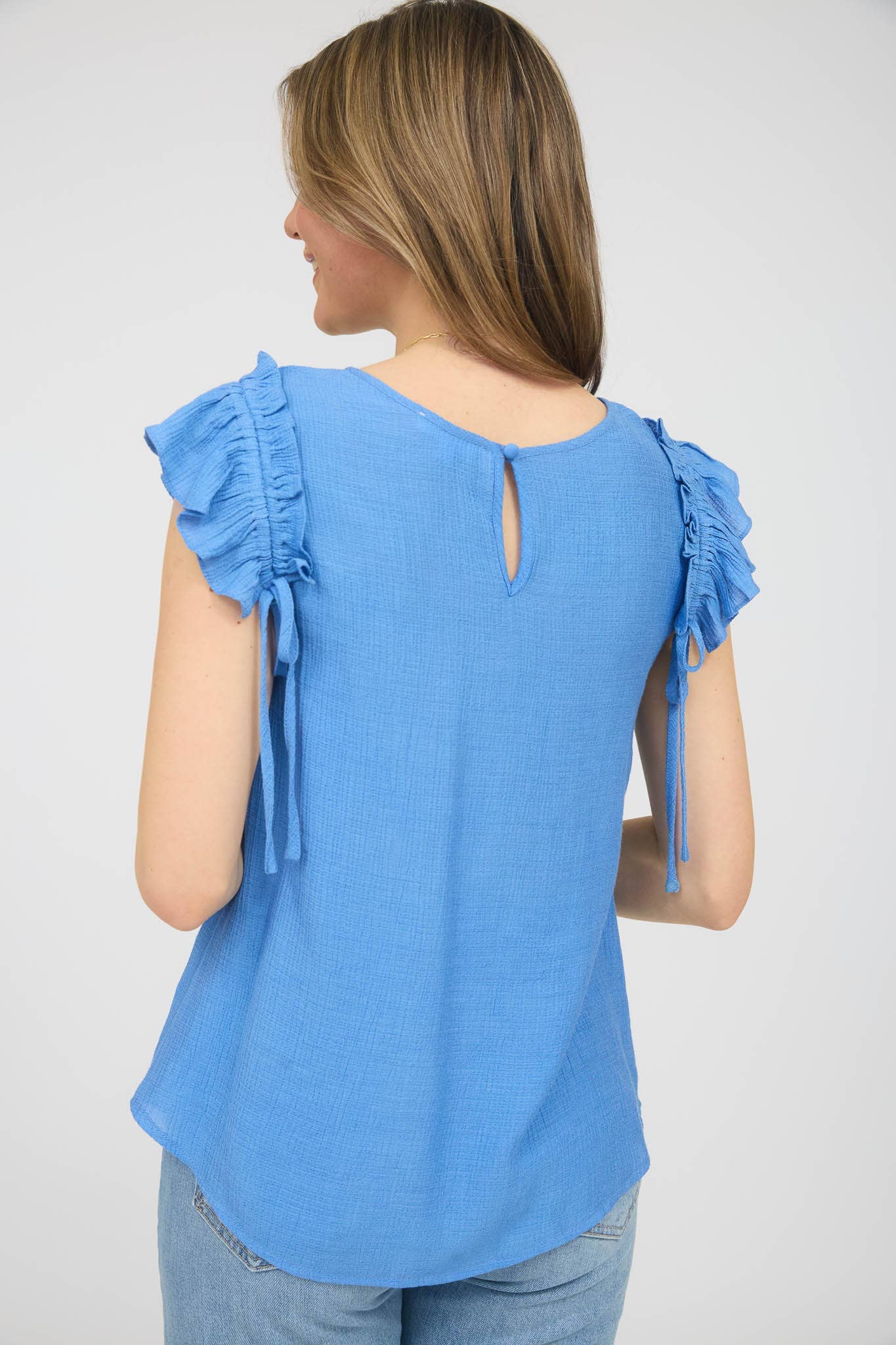 MINE - Wholesale Blouse - Women's - RUFFLE DETAIL DRAWSTRING DETAIL BLOUSE1