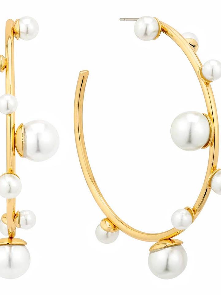 PENDIENTE DE ARO ABIERTO CON CUENTAS DE PERLAS AE-2175 para venta al por mayor de anbfashion