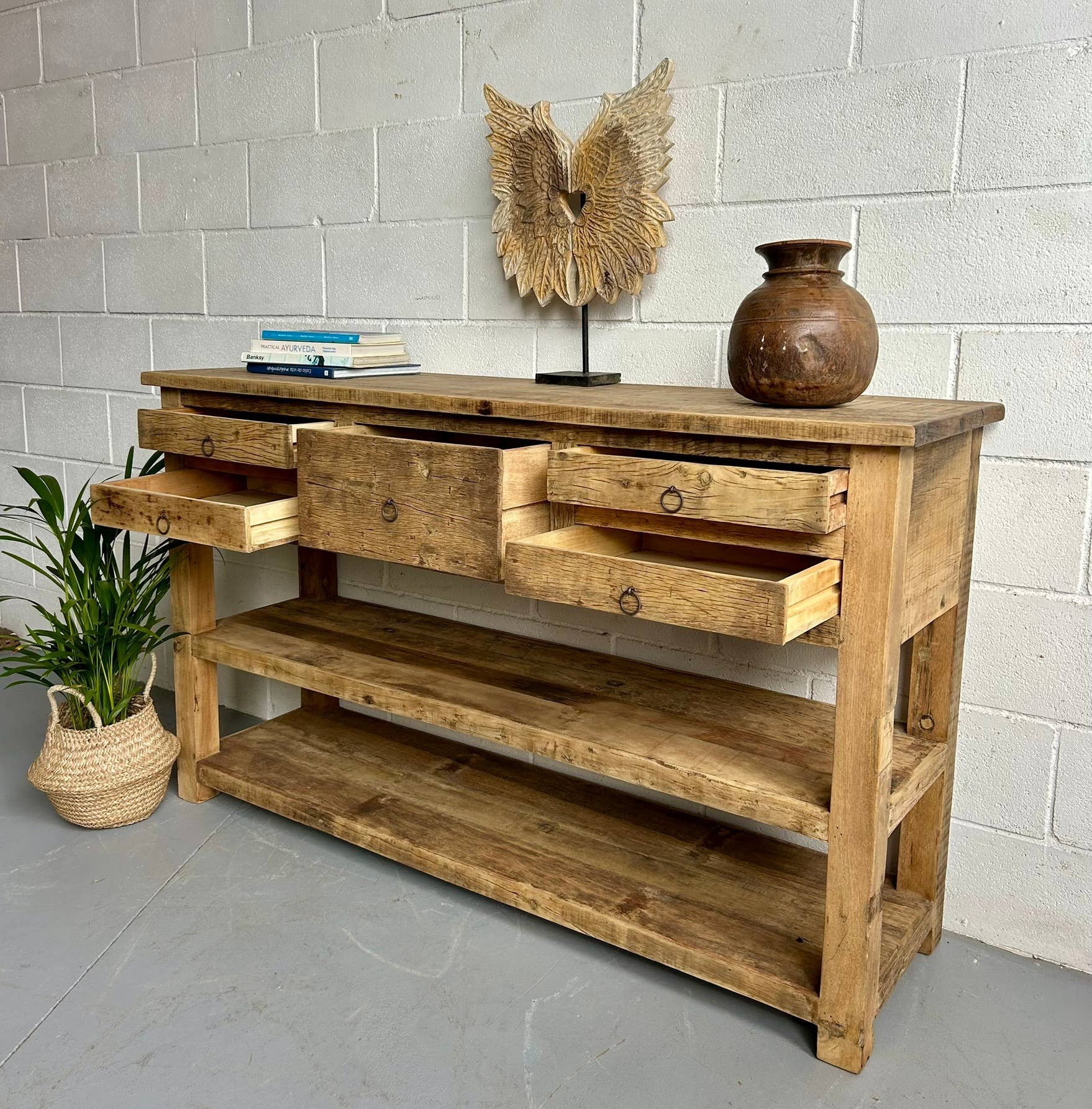 Paloma Black (Casa Natura Design, S.L.) – wholesale Sideboard – Large Functional Sideboard With 5 Drawers And 2 Open3