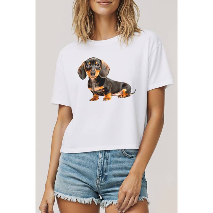 DACHSHUND GRAPHIC BOXY CROP TOP for wholesale by STARCHIS