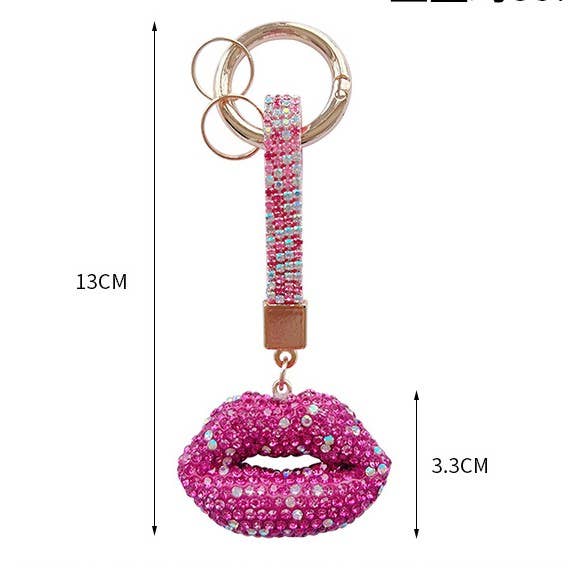 PEACH ACCESSORIES - Wholesale Keychain - Women's - Glamorous Bling Sparkling Lip Keyring 602666