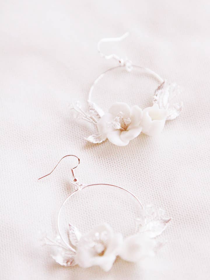 “Angélique” silver wedding jewelry earrings for wholesale by Lily in love