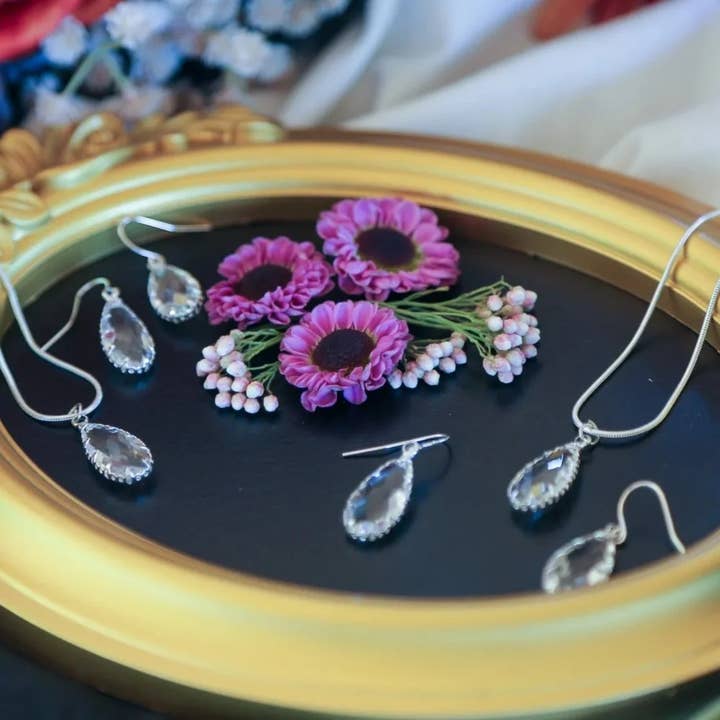 Crystal Bridal Set | Handcrafted Hypoallergenic Jewelry Set for wholesale by Aqua Essence Co