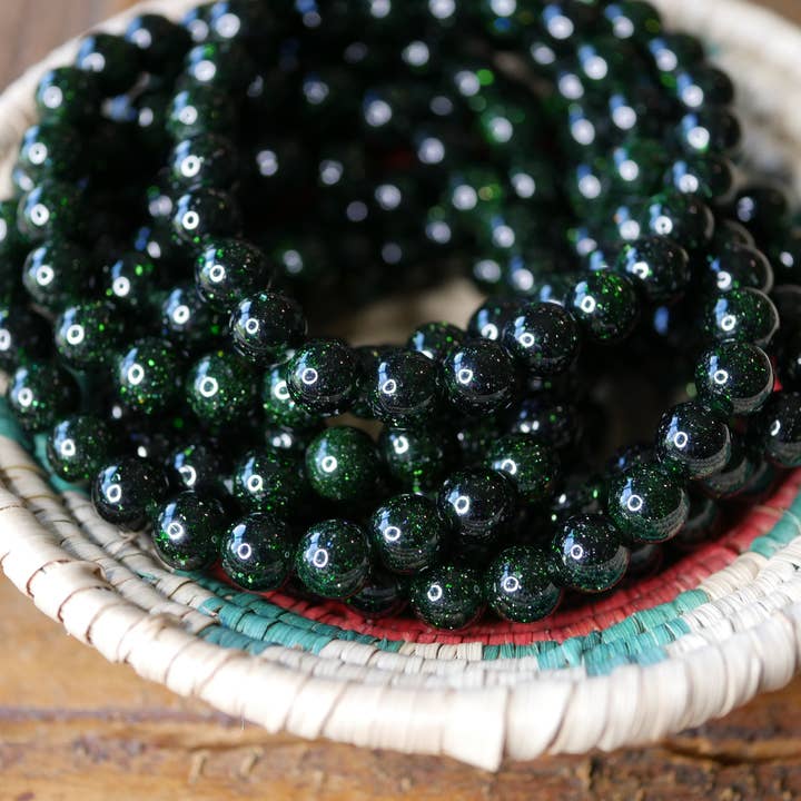 Superior Stones & Gifts INTL LLP - Wholesale Beaded Bracelet - Gemstone Stretch Bracelet Green Goldstone Composite Stone