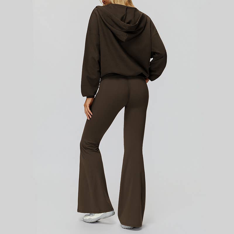 WONDERXFANS – wholesale Activewear set – Women′s – V-neck jacket+Sports tank top+High-waisted pleated back pant13