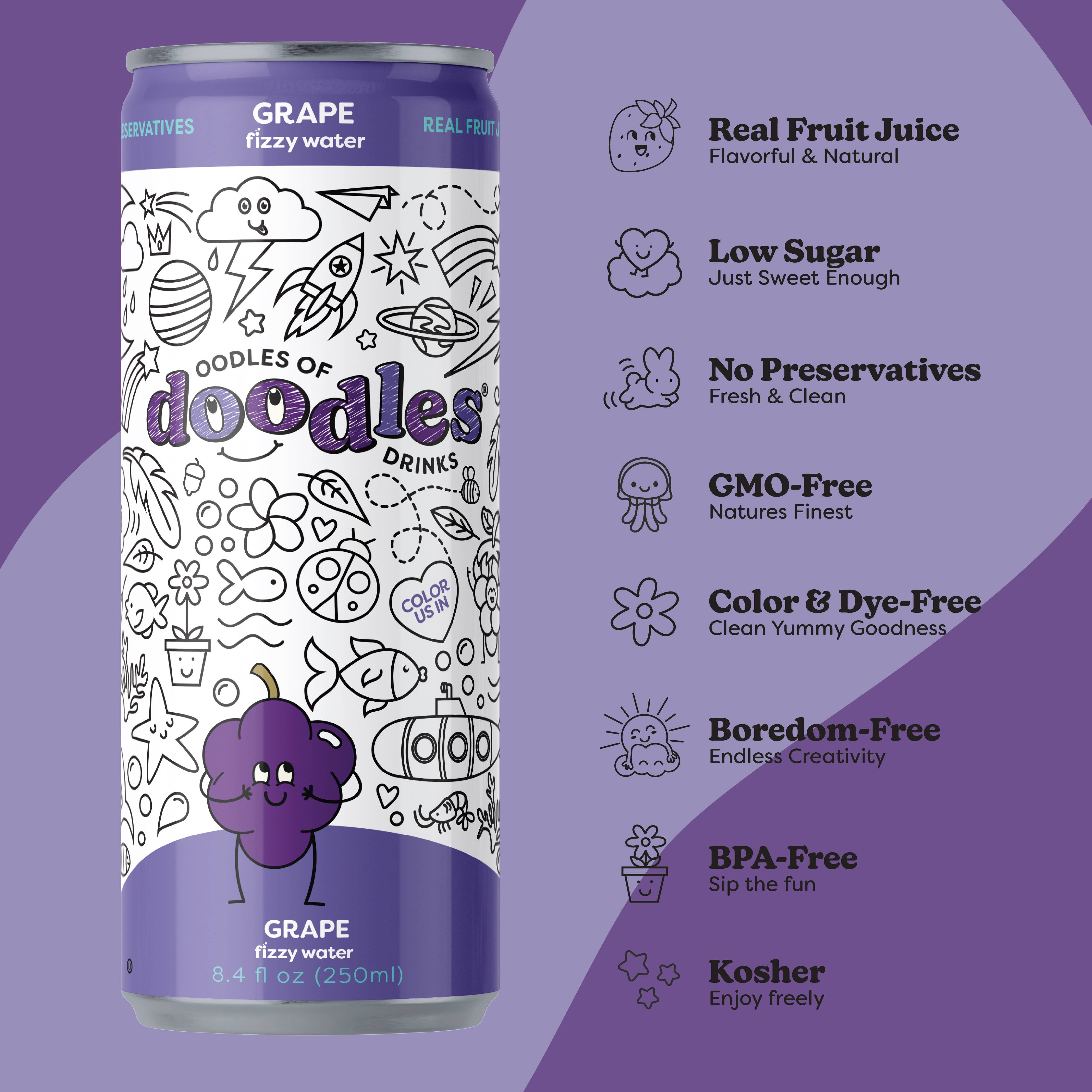 oodlesofdoodlesdrinks - Wholesale Sparkling Water - Oodles of Doodles - Fizzy Grape 6x4pk2