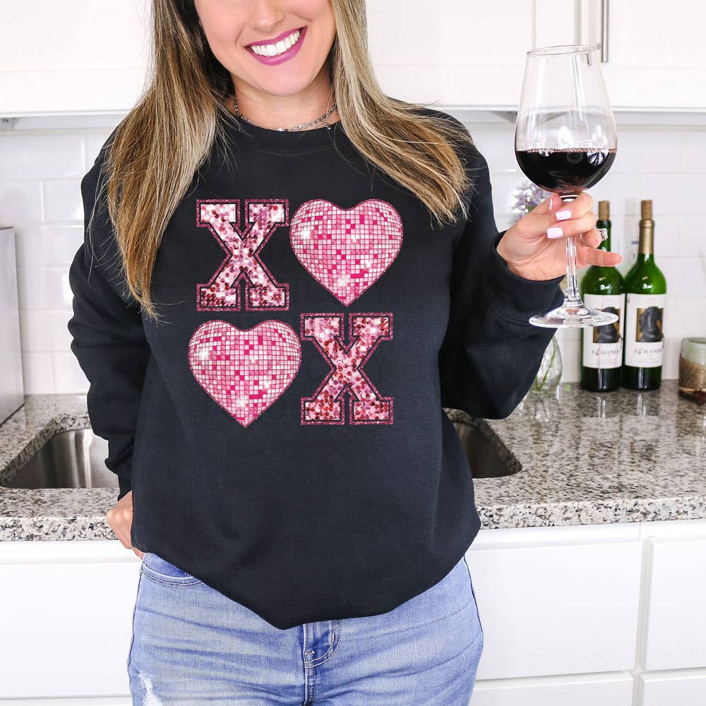 Trendy Tee Co. - Wholesale Graphic Sweatshirt - Unisex - XOXO Faux Sequins Sweatshirt