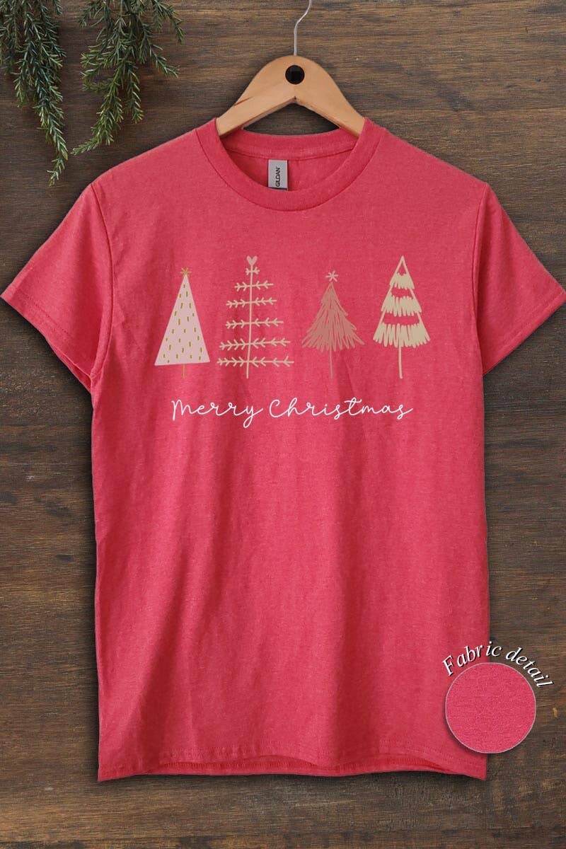 COLORBEAR – Großhandel T-Shirt (Grafikdruck) – Unisex – Schweres Baumwoll-T-Shirt mit Motiv „Merry Christmas Trees“4