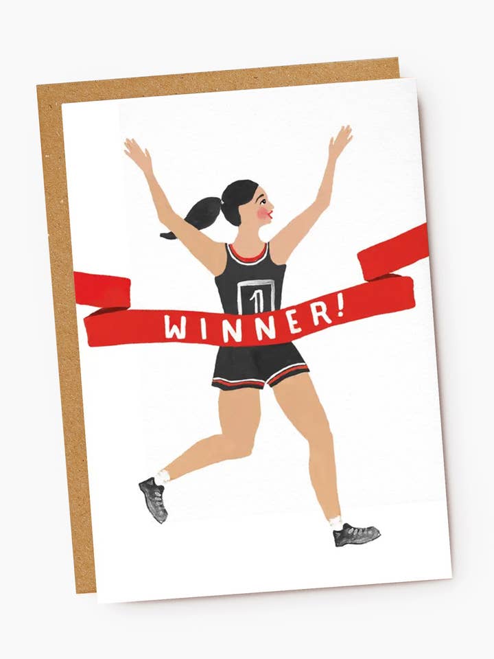 Race 'Winnaar! ' Running Woman-kaart voor wholesale door Jade Fisher