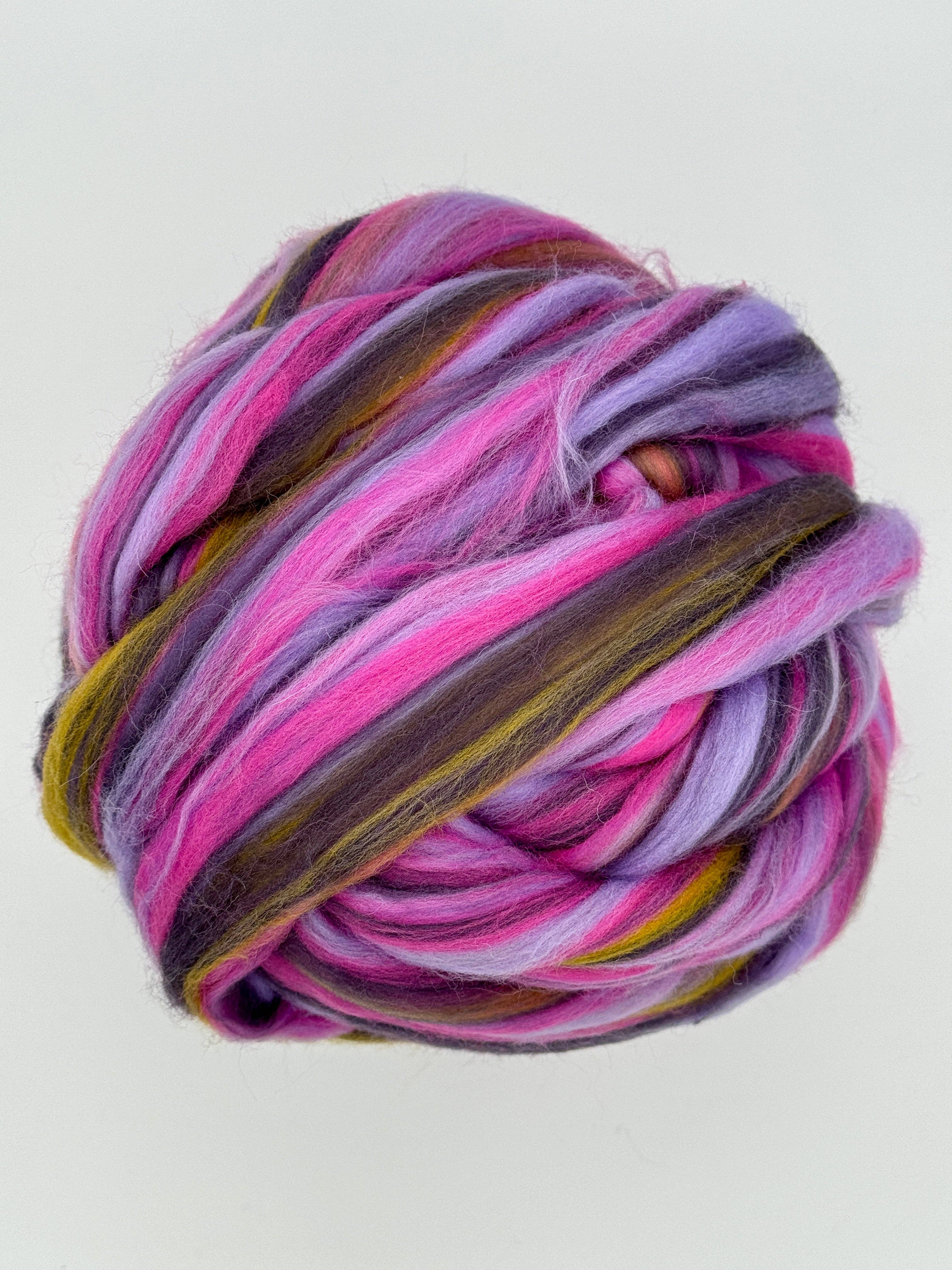Multicolor COLOR BLENDS MERINO WOOL ROVING FIBERS A6 Boysenberry for wholesale on Faire1