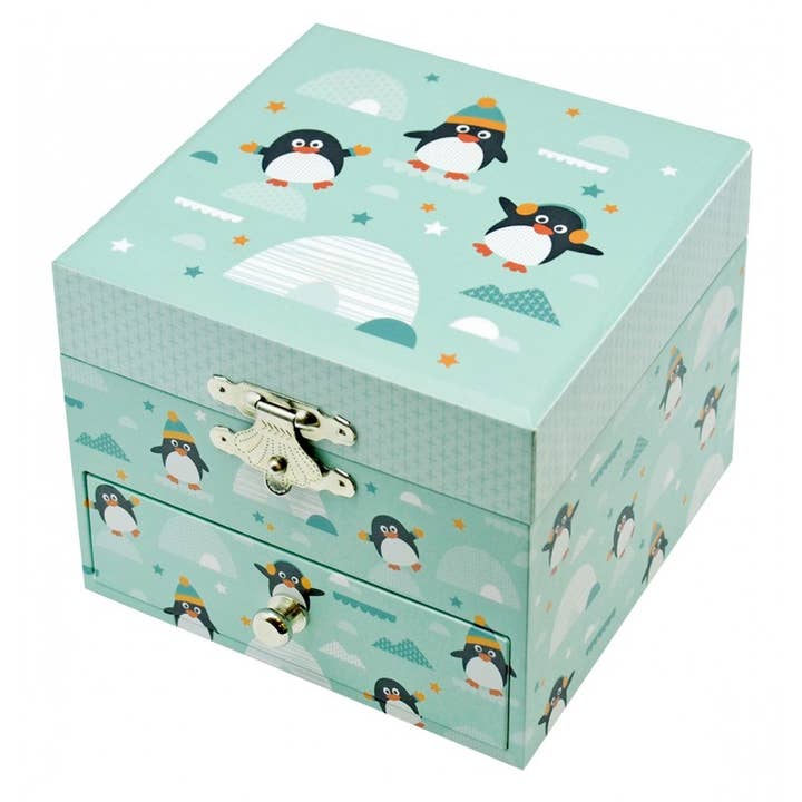 Glow-in-the-Dark Penguin Music Box Cube for wholesale by TROUSSELIER SAS