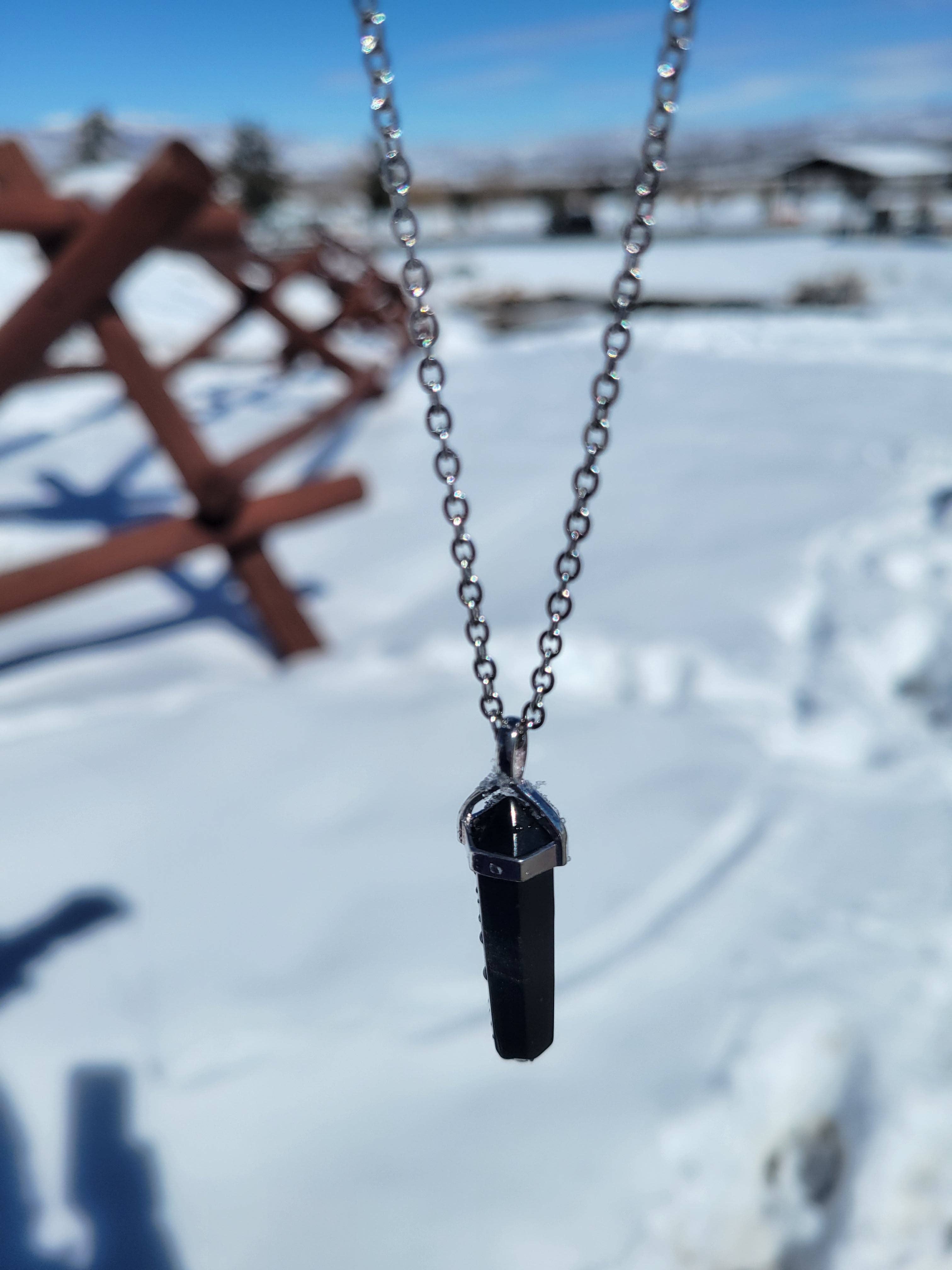Karelia Creations - Wholesale Pendant/Charm Necklace - 6-Point Shungite Pendant on a 28" Stainless Steel Necklace7
