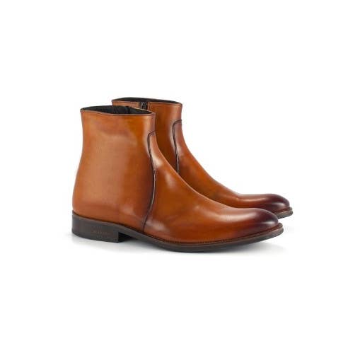 Botte de sol antidérapante en cuir marron BALZIP-CUE pour la vente par Ortiz & Reed