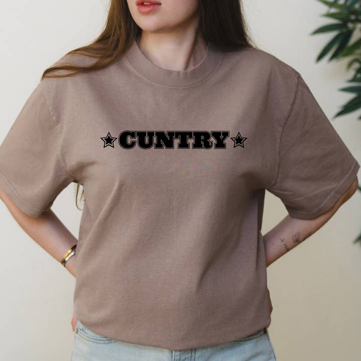 Cuntry Bold Western Graphic with Star Accents and Cowgirl Attitude – Oversized Vintage Shirt for wholesale by OSME