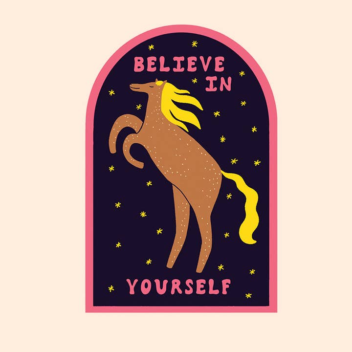 Believe In Yourself Sticker | Celestial Horse Vinyl Sticker for wholesale by Little Black Cat Illustrated Goods