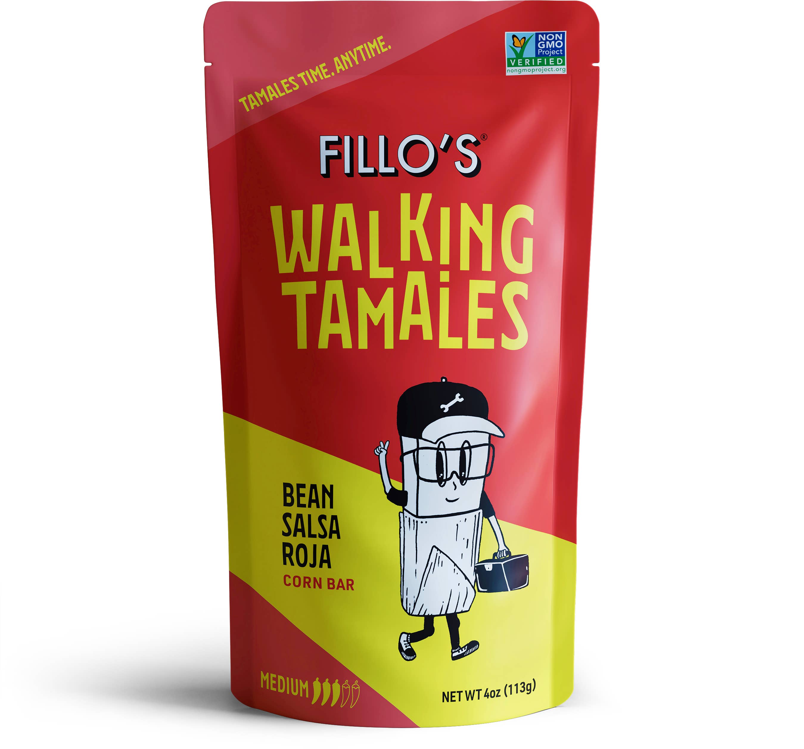 FILLO'S - Wholesale Shelf Stable Prepared Meal - Bean Salsa Roja Walking Tamales, 7 Pouches/Case