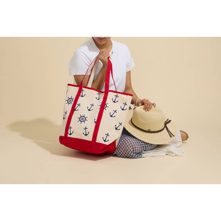 Lilla Haven - Wholesale Tote bag – Women's - Large Size Nautical Theme Print Everywhere-Carry Canvas Tote - Beach Bag7