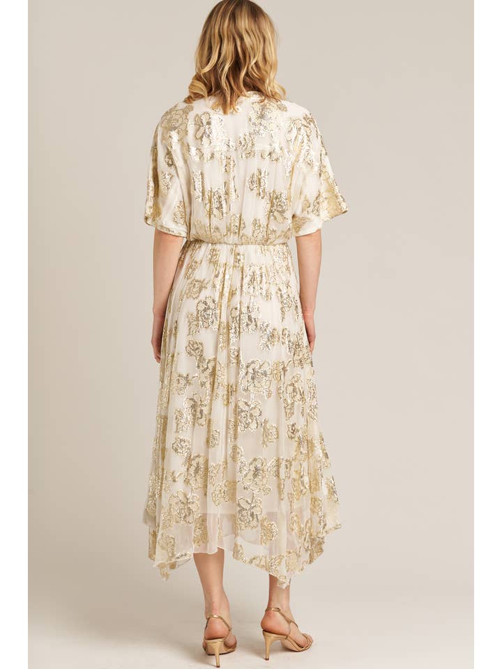 En Crème - Vente Robe – femme - Robe longue à manches kimono à col en V12