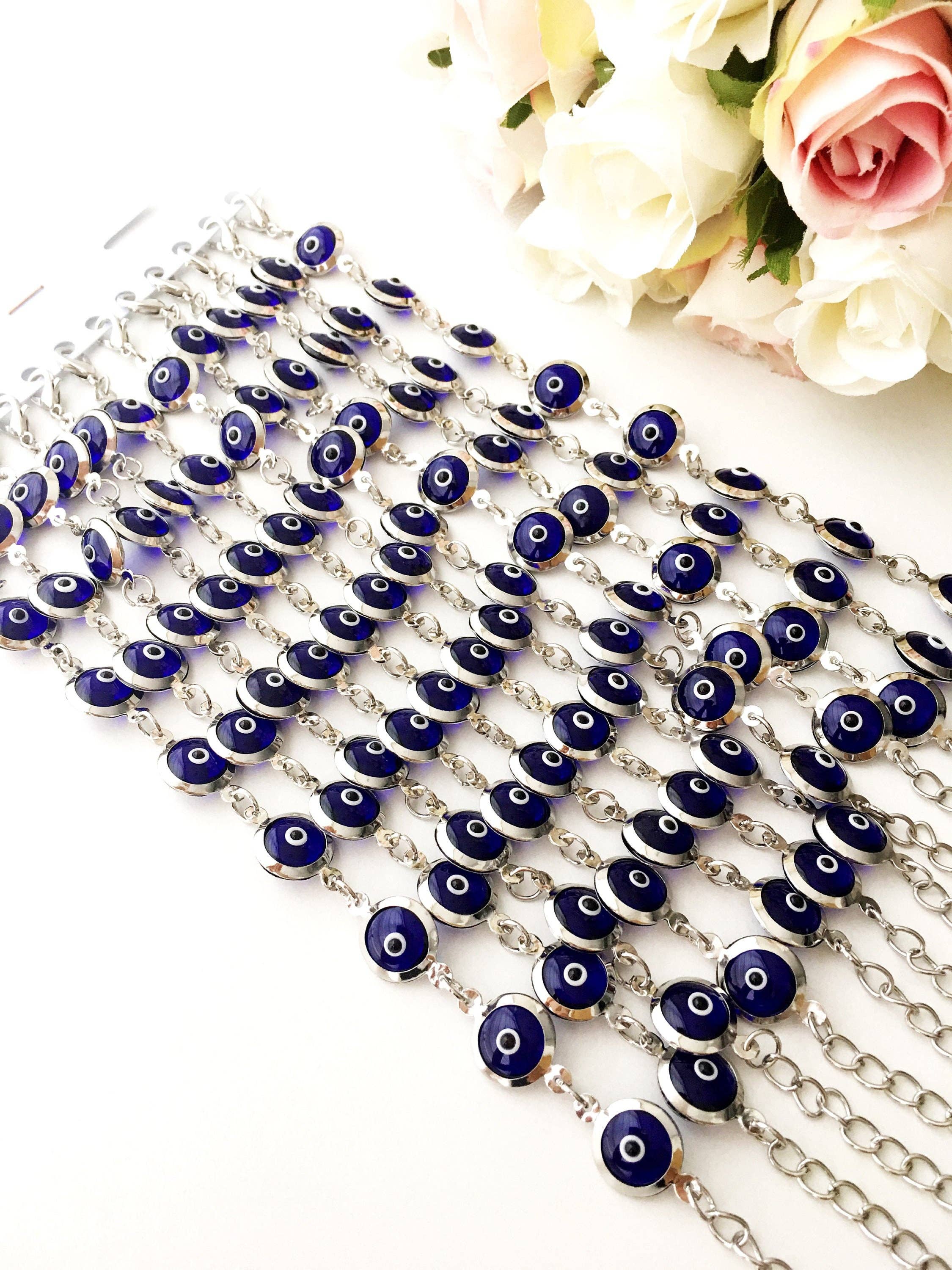 Evileyefavor - Wholesale Charm/Dangle Bracelet - Blue Evil Eye Bracelet, Silver Link Chain Bracelet, Glass Eye Bead4