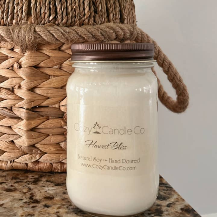 Harvest Bliss 16oz Soy Candle for wholesale by Cozy Candle Co