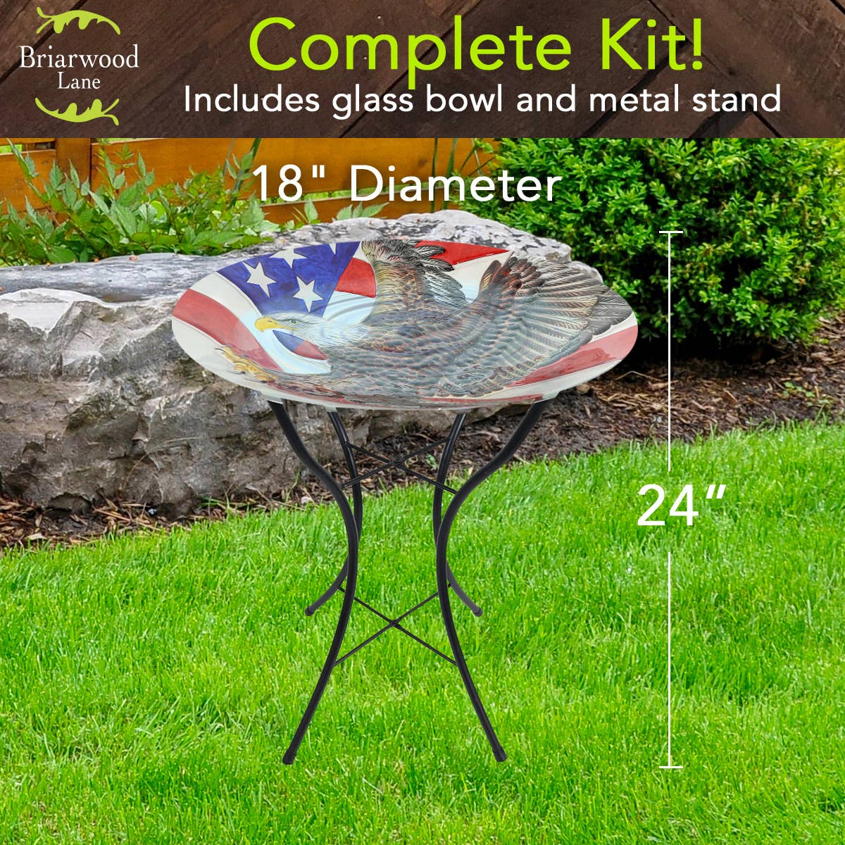 Briarwood Lane - Wholesale Bird Bath - Freedom Eagle Glass Birdbath2