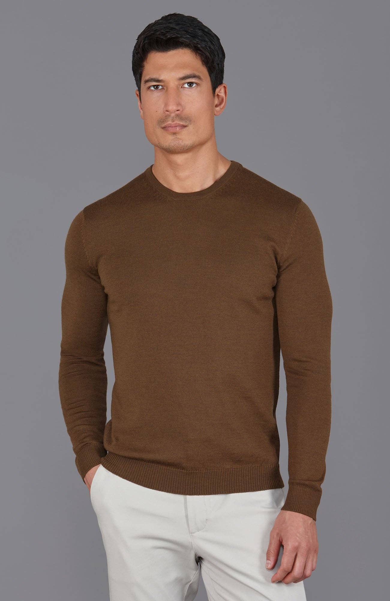 Paul James Knitwear – wholesale Knitted jumper – Men′s – Mens Extra Fine Merino Wool Crew Neck Jumper0