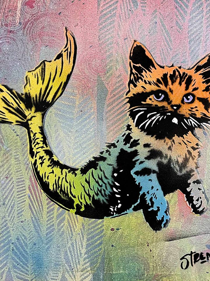 Decoración del hogar, arte de pared, regalos para ella - Impresiones artísticas "Meowmaid" para venta al por mayor de Art For Dudes