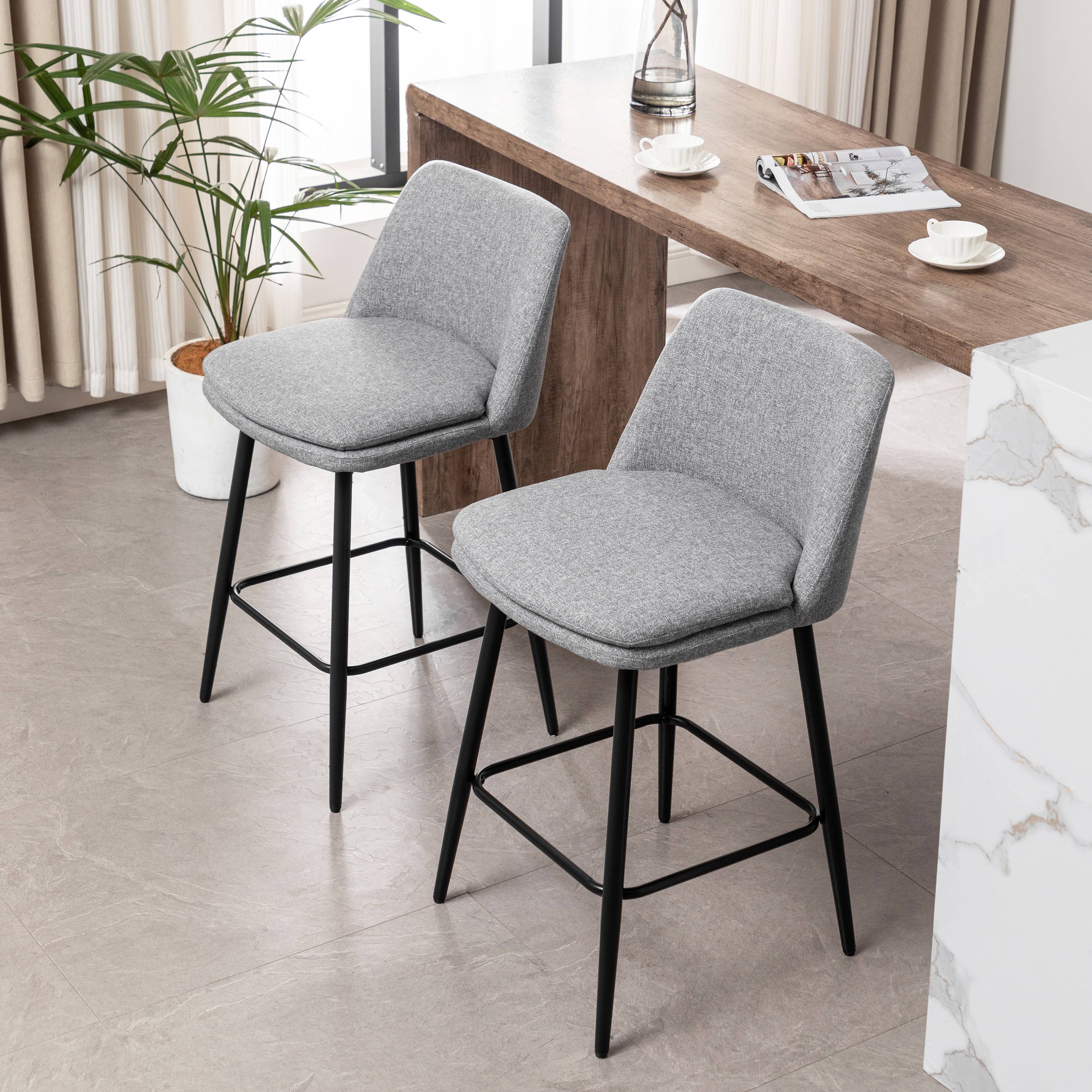 HOMYCASA DESIGN INC - Vente Tabouret - Tabourets de Comptoir Pivotants Ensemble Hauteur 26" Option Lin/Cuir PU7