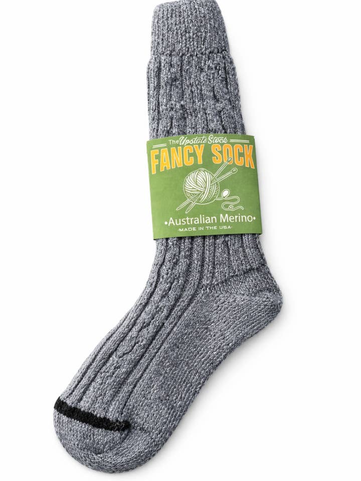 The Fancy Sock-Australian Merino and Recycled P.E.T-STEEL for wholesale by Upstate Stock