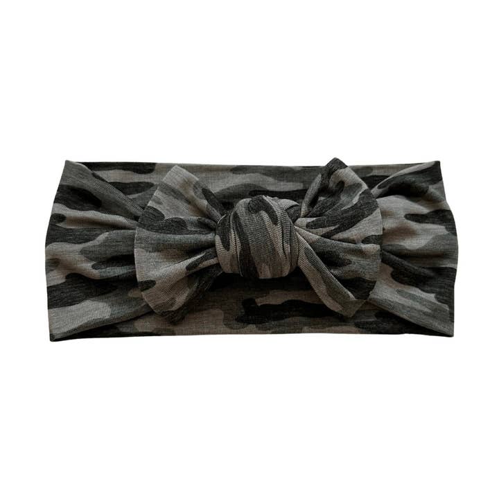 Diadema Camo Bow para venta al por mayor de Harp Angel Boutique