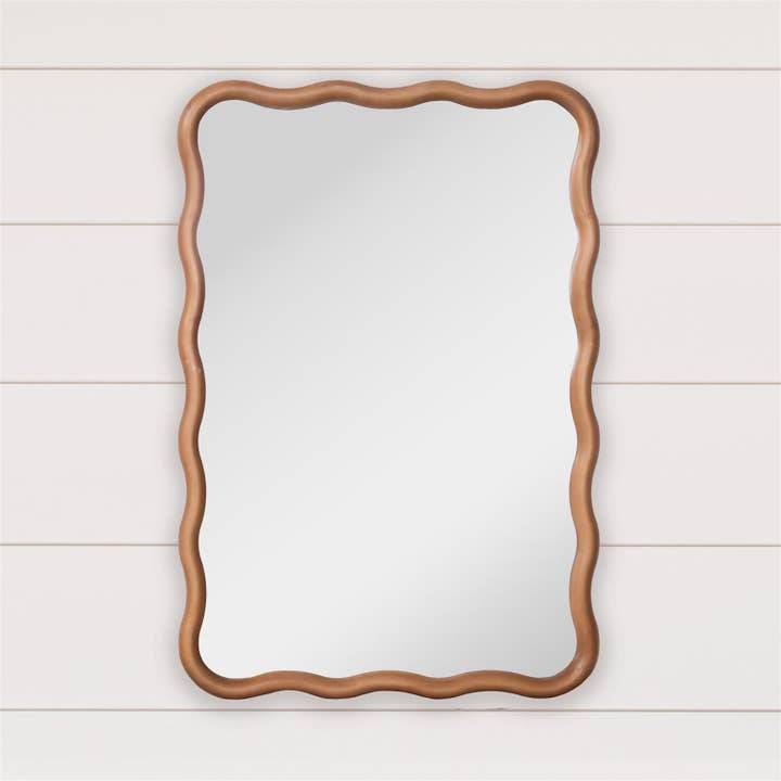 Audrey's Home & Gift - Wholesale Wall Mirror - Wavy Edge Natural Wood Mirror (PC)